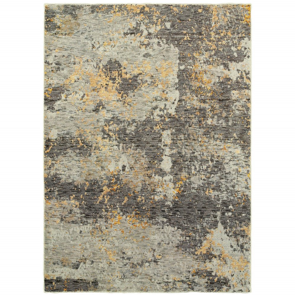 8' X 11' Gray and Ivory Abstract Power Loom Area Rug