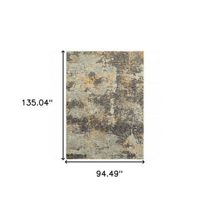 8' X 11' Gray and Ivory Abstract Power Loom Area Rug