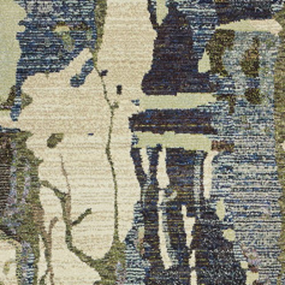 8' Blue And Gray Abstract Runner Rug