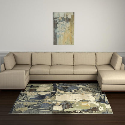 8' X 11' Blue and Gray Abstract Power Loom Area Rug