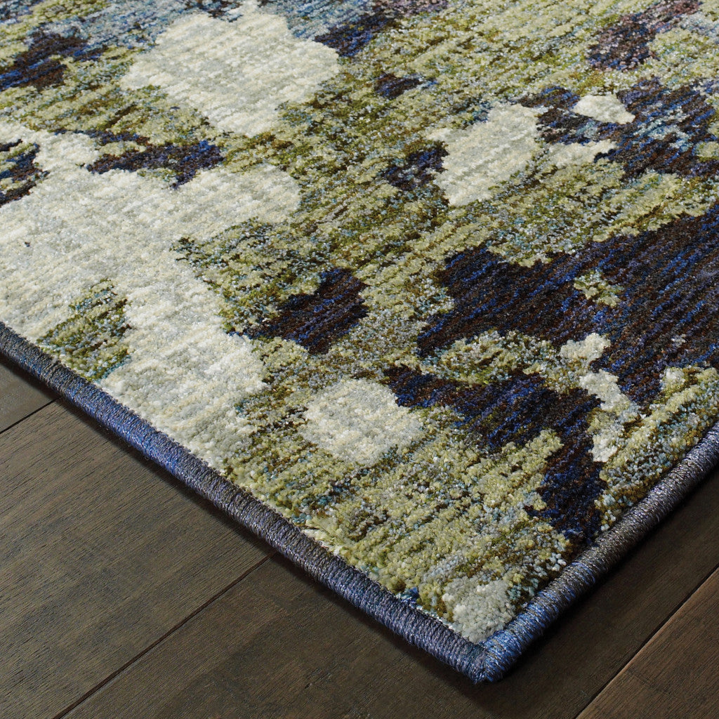 2' X 3' Blue and Green Abstract Power Loom Area Rug