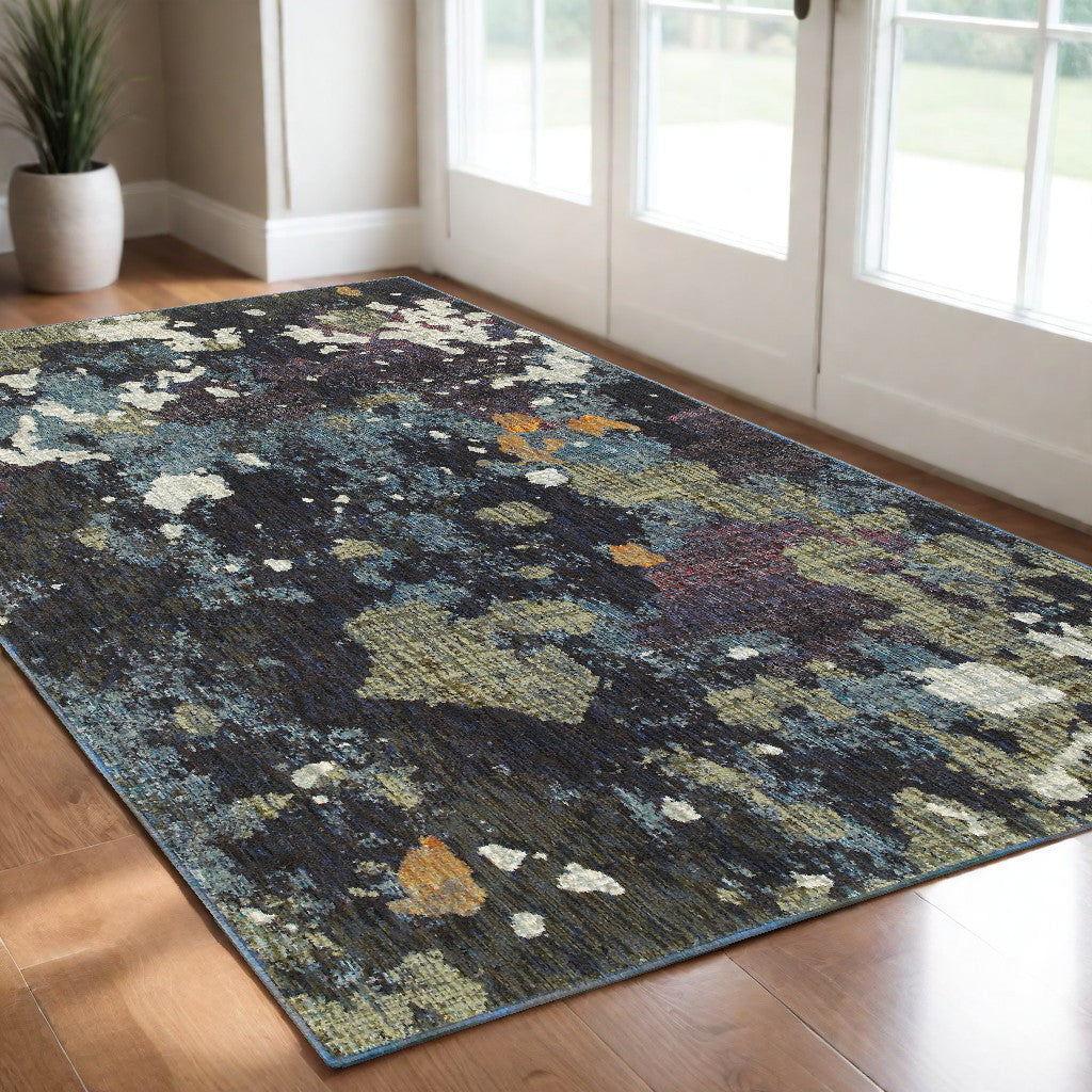 2' x 3' Blue and Green Abstract Power Loom Area Rug