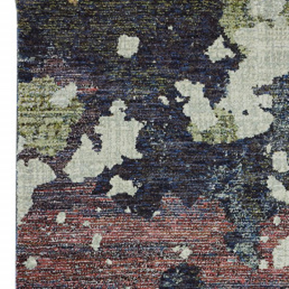 Green abstract-pattern runner rug, 12' long.