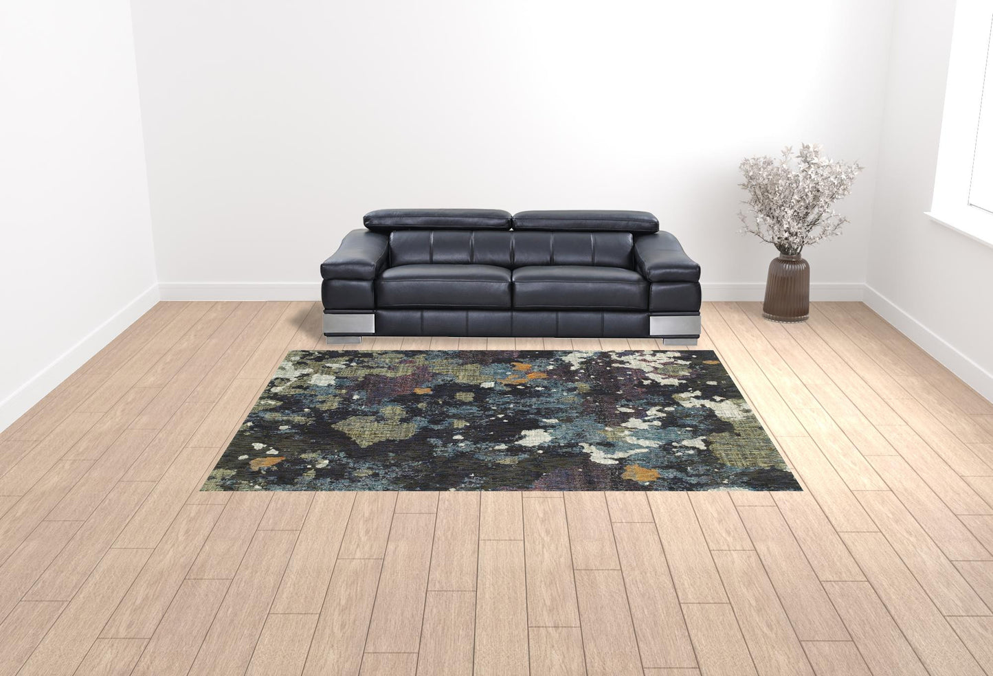 9' x 12' Blue and Green Abstract Power Loom Area Rug