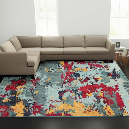 10' X 13' Blue Abstract Power Loom Area Rug