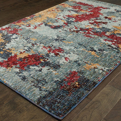 2' X 3' Blue Abstract Power Loom Area Rug