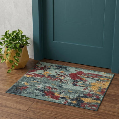 2' X 3' Blue Abstract Power Loom Area Rug