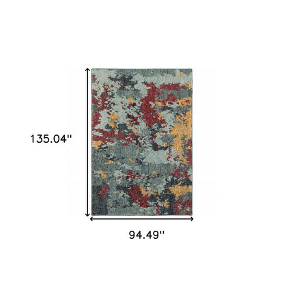 8' X 11' Blue Abstract Power Loom Area Rug