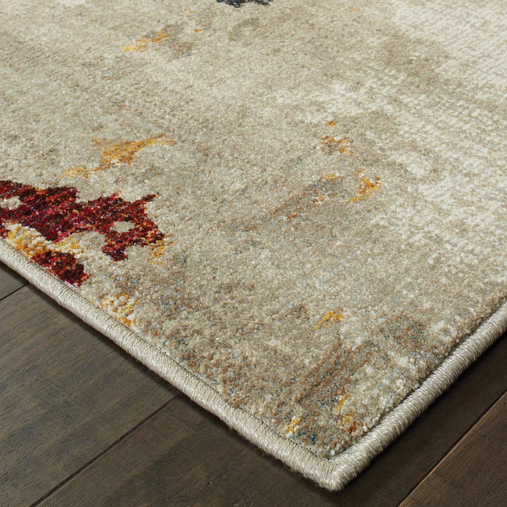 3' X 5' Blue and Beige Abstract Power Loom Area Rug