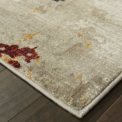 3' X 5' Blue and Beige Abstract Power Loom Area Rug
