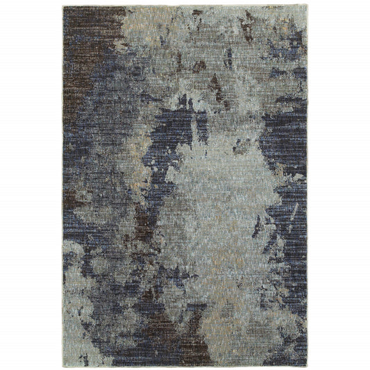 10' X 13' Navy Blue Abstract Power Loom Area Rug