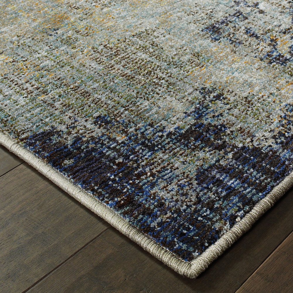 12' Blue Abstract Runner Rug
