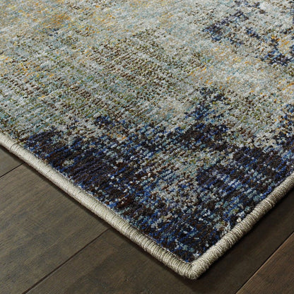 12' Blue Abstract Runner Rug