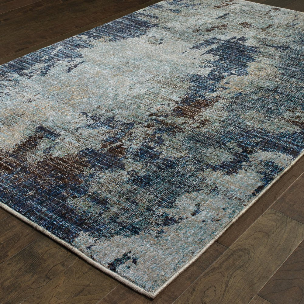 3' X 5' Navy Blue Abstract Power Loom Area Rug