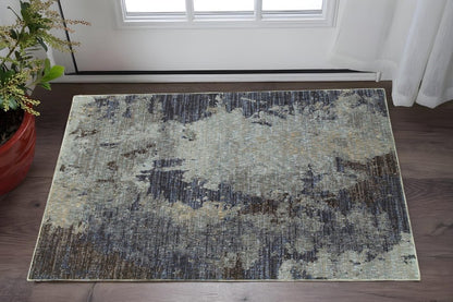 3' X 5' Navy Blue Abstract Power Loom Area Rug