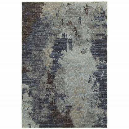 5' X 7' Navy Blue Abstract Power Loom Area Rug