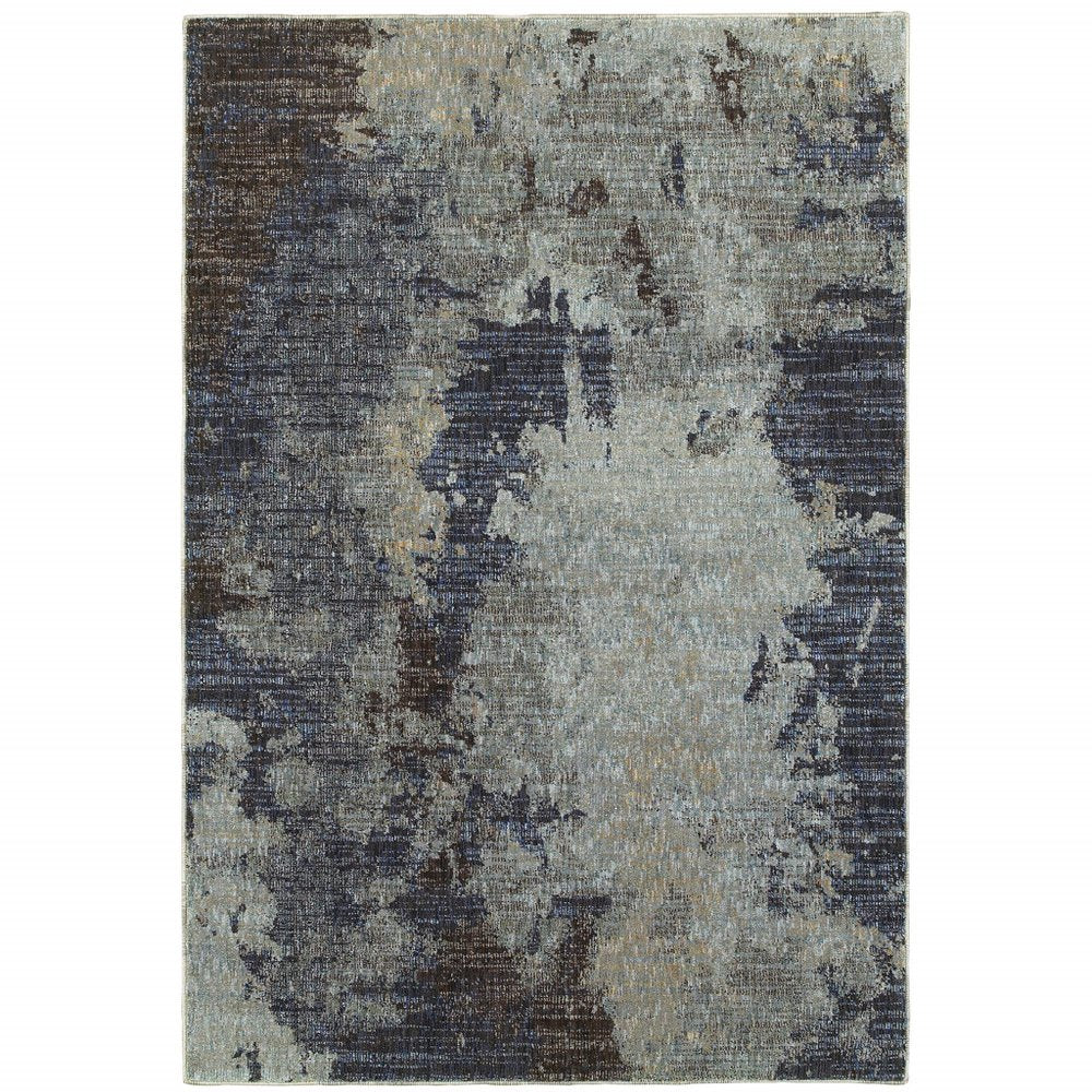 9' X 12' Navy Blue Abstract Power Loom Area Rug