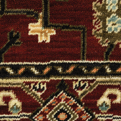 12' Red And Ivory Genuine Wool Oriental Runner Rug With Fringe