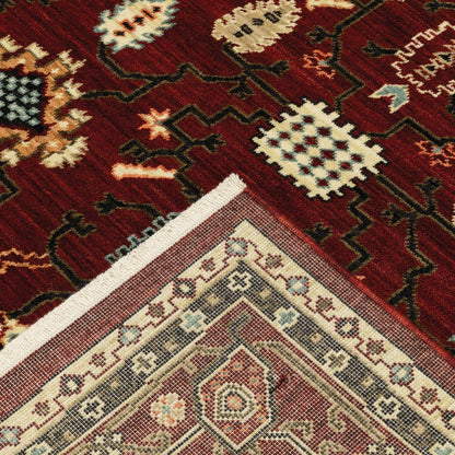 12' Red And Ivory Genuine Wool Oriental Runner Rug With Fringe
