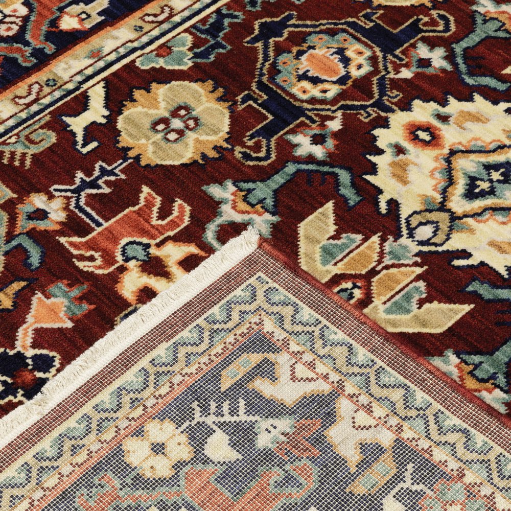 12' Blue And Red Genuine Wool Oriental Runner Rug With Fringe