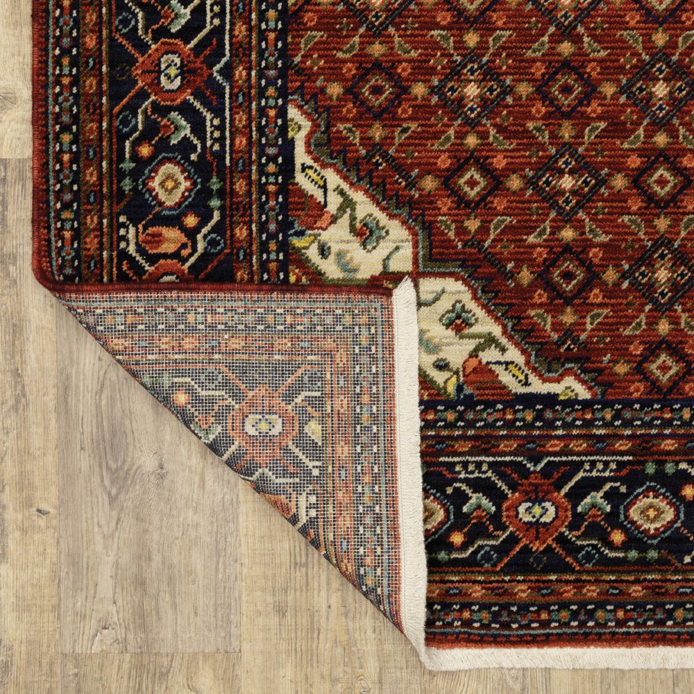 12' Blue And Red Genuine Wool Oriental Runner Rug With Fringe