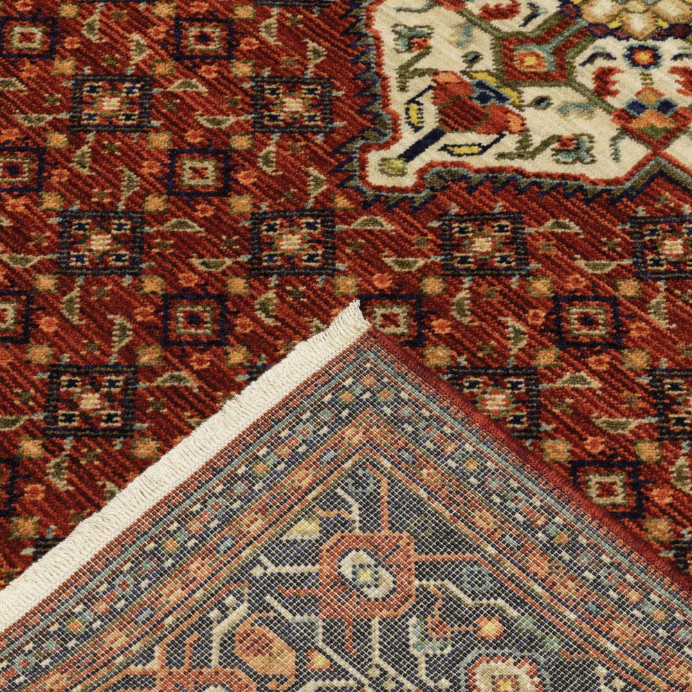 12' Blue And Red Genuine Wool Oriental Runner Rug With Fringe