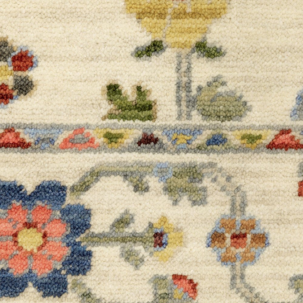 12' Orange And Ivory Genuine Wool Oriental Runner Rug With Fringe