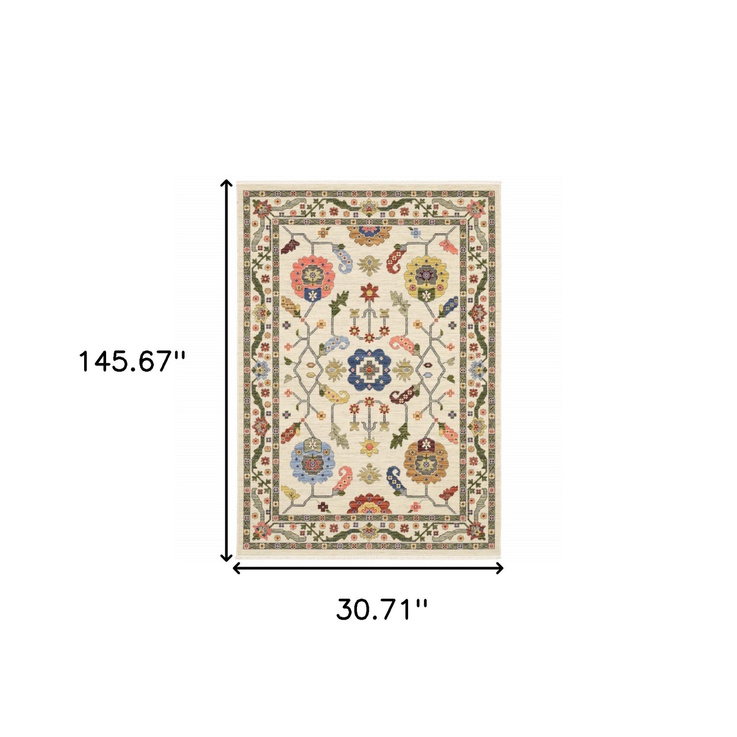 12' Gray and Ivory Oriental Power Loom Runner Rug