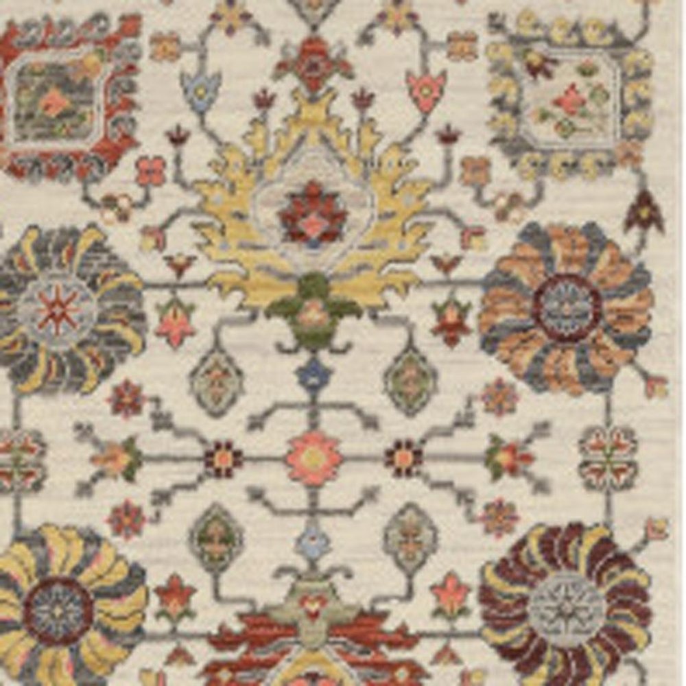 12' Gray And Ivory Genuine Wool Oriental Runner Rug With Fringe
