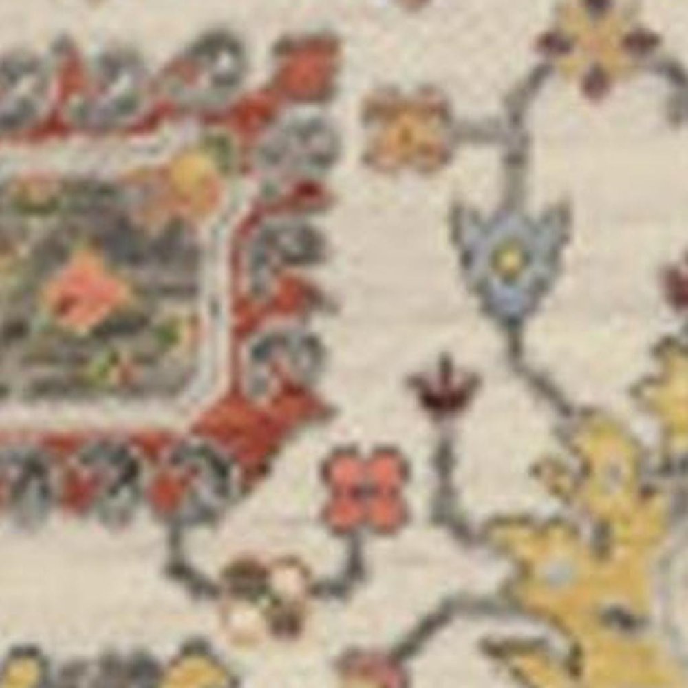 12' Gray And Ivory Genuine Wool Oriental Runner Rug With Fringe