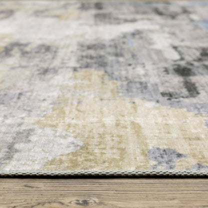 2' X 3' Ivory And Gray Abstract Distressed Area Rug