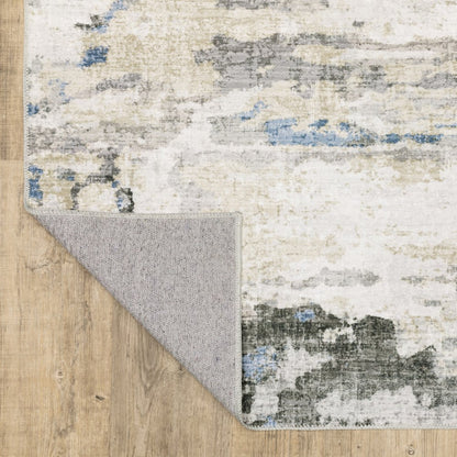 2' X 3' Ivory And Gray Abstract Distressed Area Rug