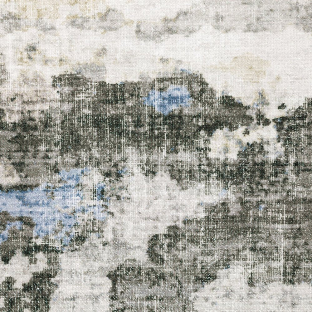 2' X 3' Ivory And Gray Abstract Distressed Area Rug