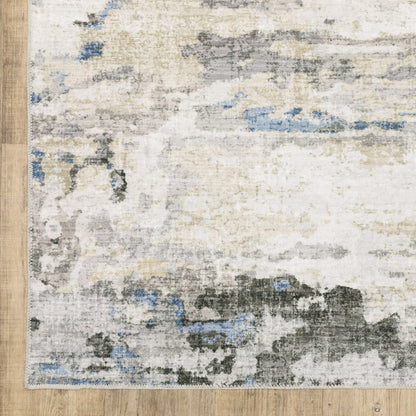 2' X 3' Ivory And Gray Abstract Distressed Area Rug