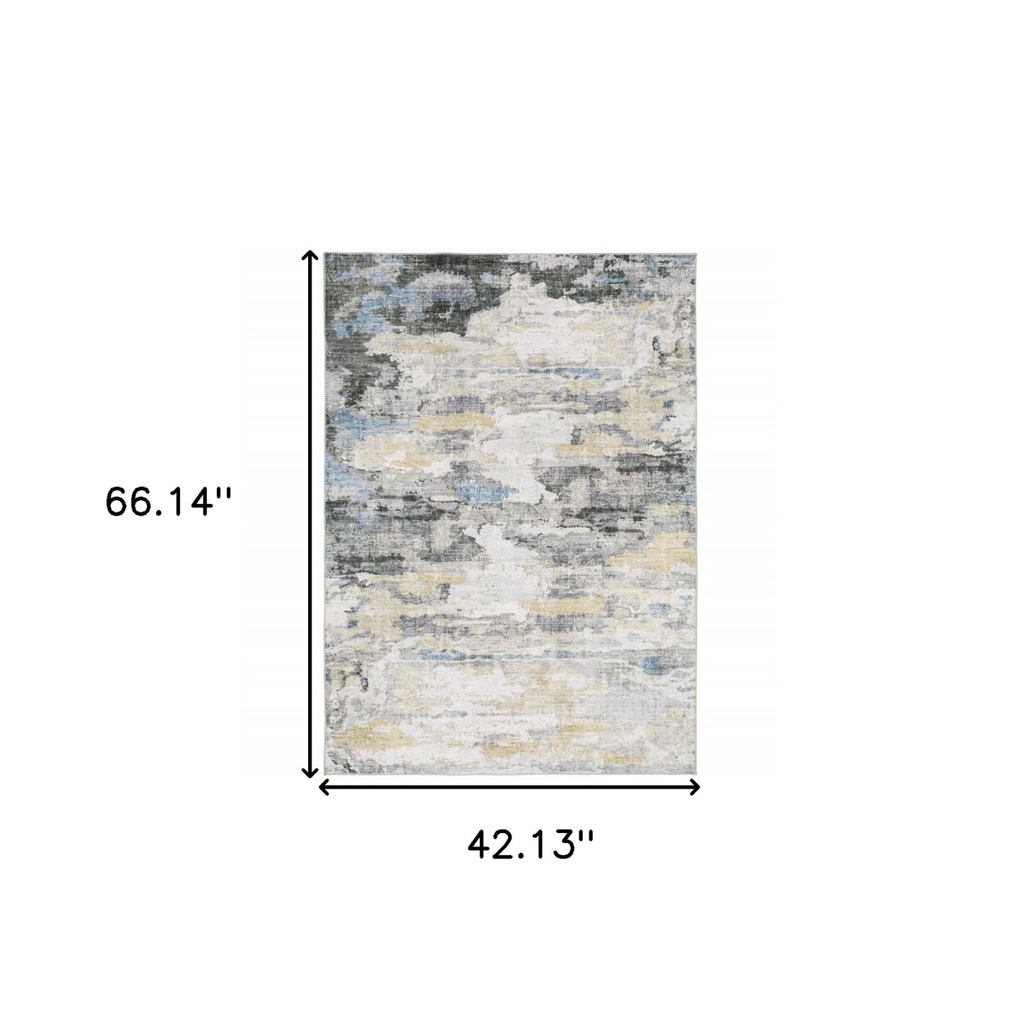 4' X 6' Gray And Ivory Abstract Printed Stain Resistant Non Skid Area Rug