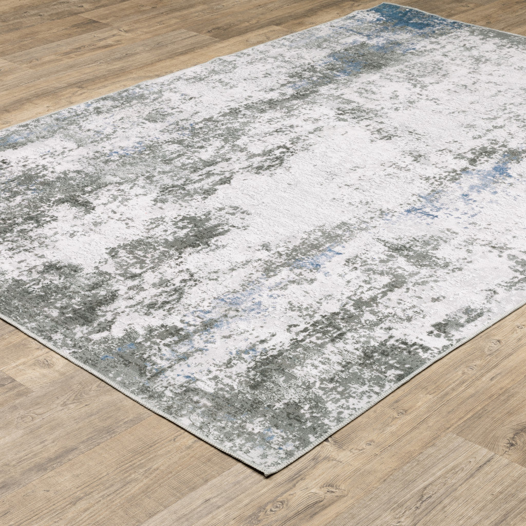 2' X 3' Gray And Ivory Abstract Printed Stain Resistant Non Skid Area Rug