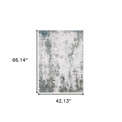 4' X 6' Silver and Gray Abstract Non Skid Area Rug
