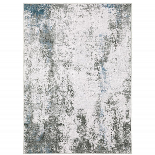 8' X 10' Silver and Gray Abstract Non Skid Area Rug