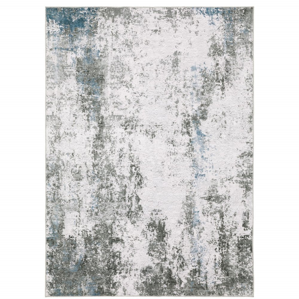 8' X 10' Silver and Gray Abstract Non Skid Area Rug