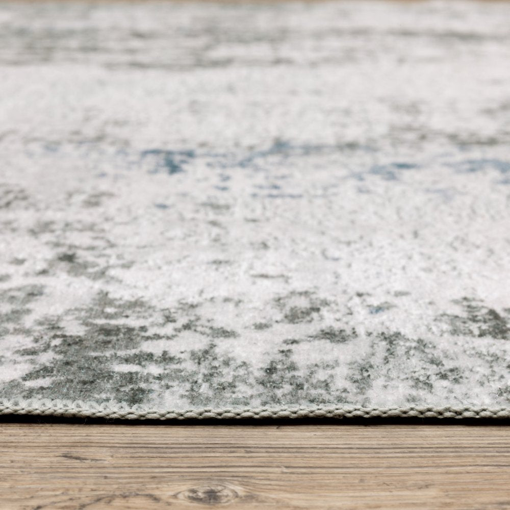 8' X 10' Silver and Gray Abstract Non Skid Area Rug