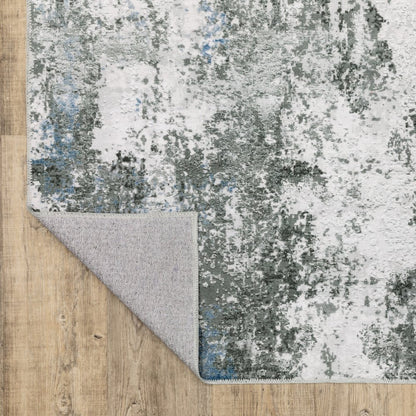 8' X 10' Silver and Gray Abstract Non Skid Area Rug