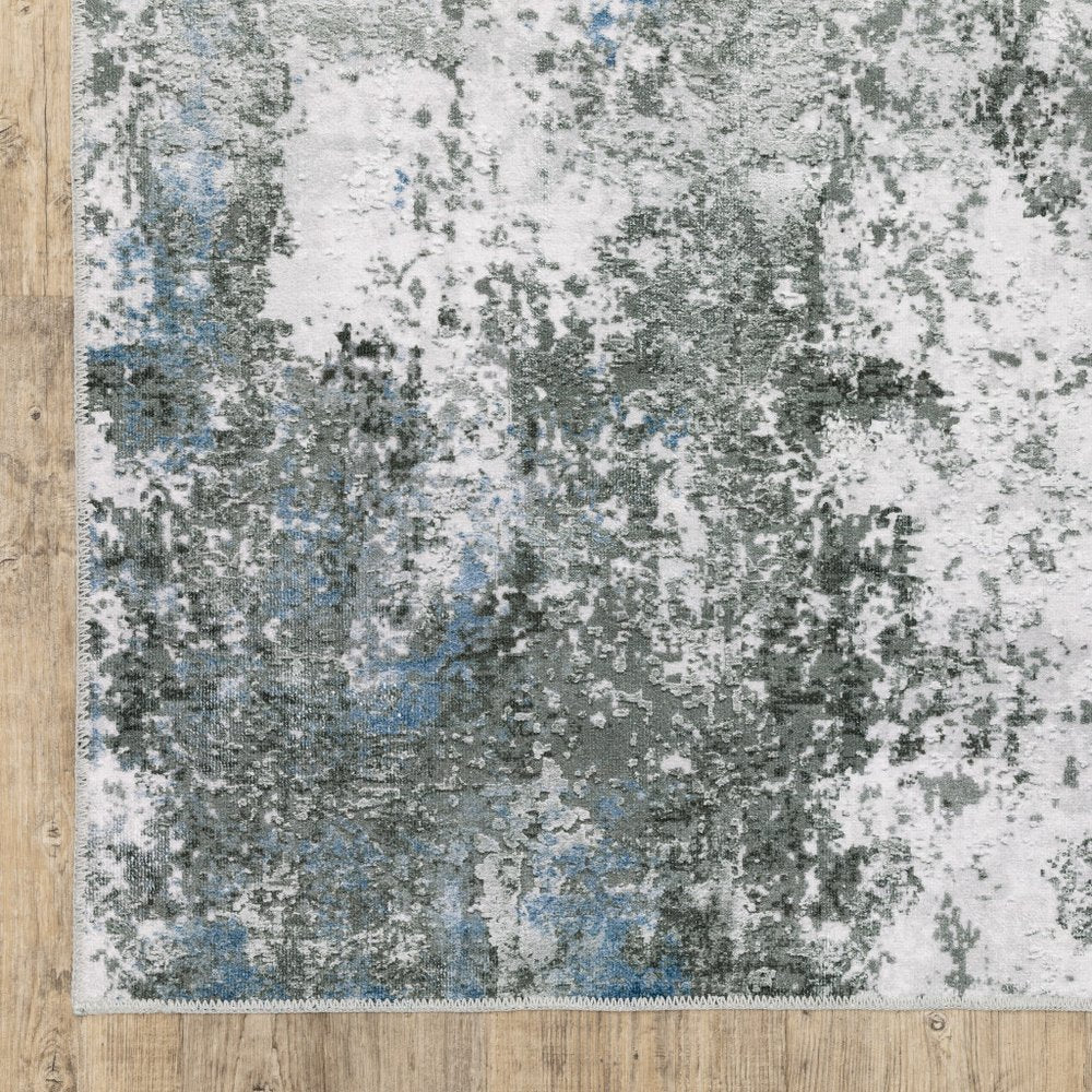 8' X 10' Silver and Gray Abstract Non Skid Area Rug