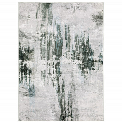 4' X 6' Silver and Gray Abstract Non Skid Area Rug