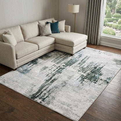 8' X 10' Silver and Gray Abstract Non Skid Area Rug