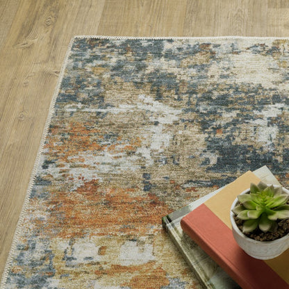4' X 6' Teal Blue Abstract Non Skid Area Rug