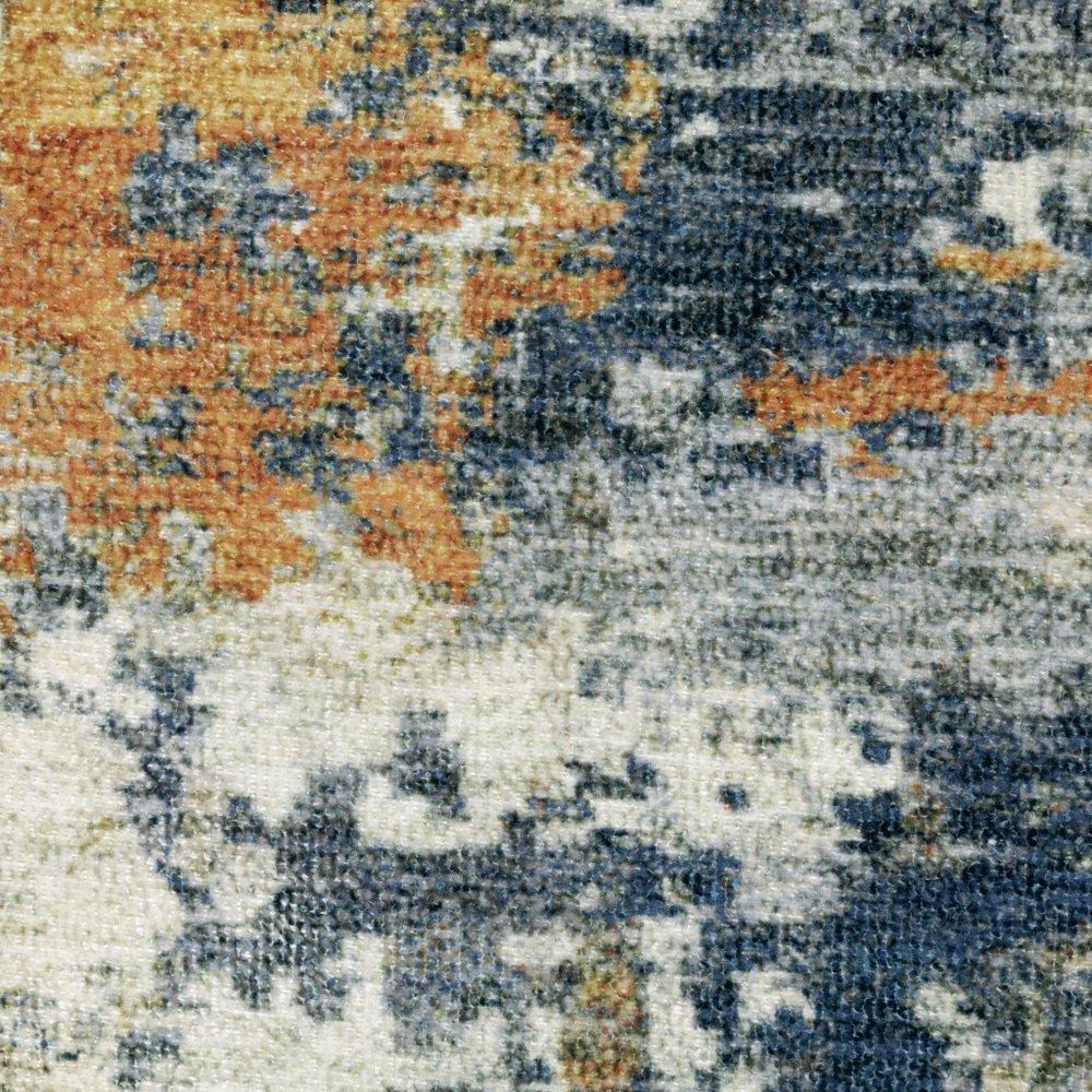 8' X 10' Teal Blue Abstract Non Skid Area Rug