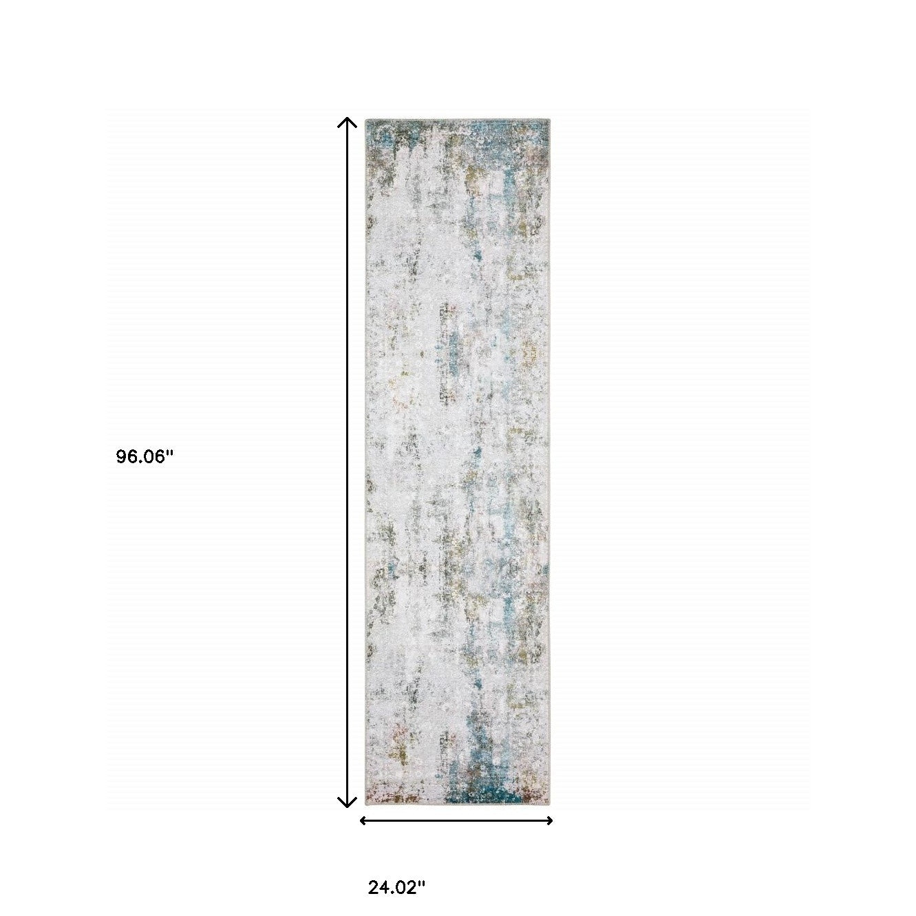 2' X 8' Ivory And Blue Abstract Printed Stain Resistant Non Skid Runner Rug