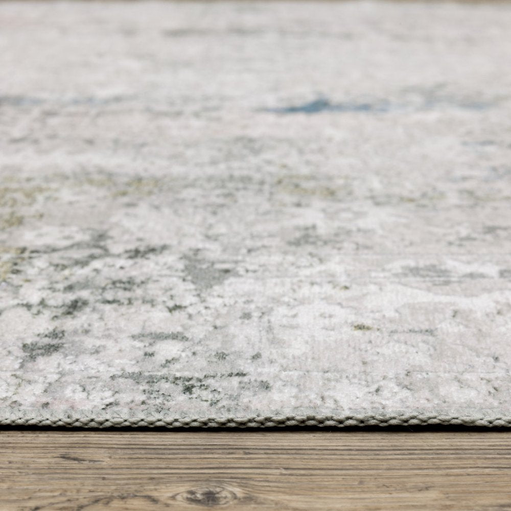 8' X 10' Ivory and Blue Abstract Non Skid Area Rug