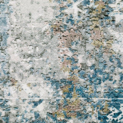 8' X 10' Ivory and Blue Abstract Non Skid Area Rug