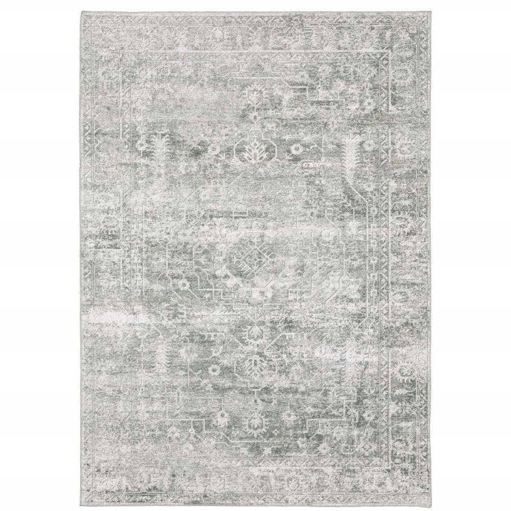 4' X 6' Sage Green Oriental Non Skid Area Rug